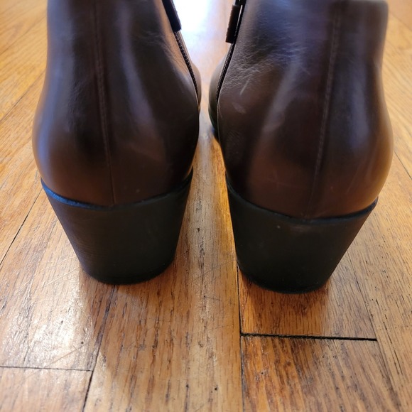Dansko 7.5 8 Burnished Brown Leather Side Zip Ankle Boots Heels 38 RAINA Granola - Picture 4 of 8